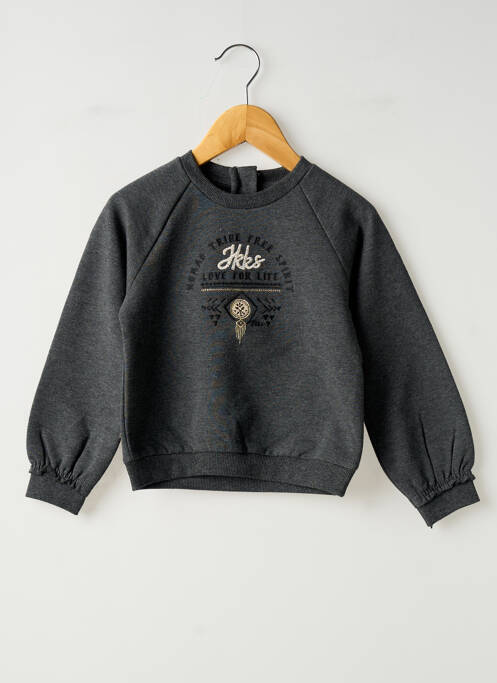 Sweat-shirt manches longues manches longues gris IKKS fille