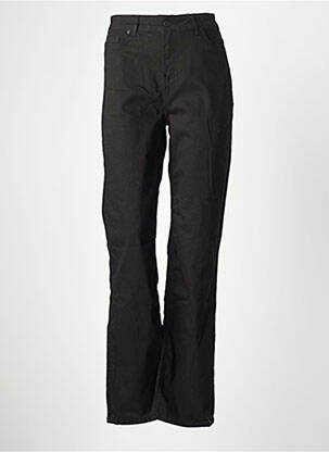 Pantalon droit fermeture zippée sous rabat boutonné taille normale noir BASE LEVEL femme