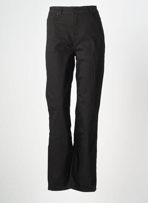 Pantalon droit fermeture zippée sous rabat boutonné taille normale noir BASE LEVEL femme
