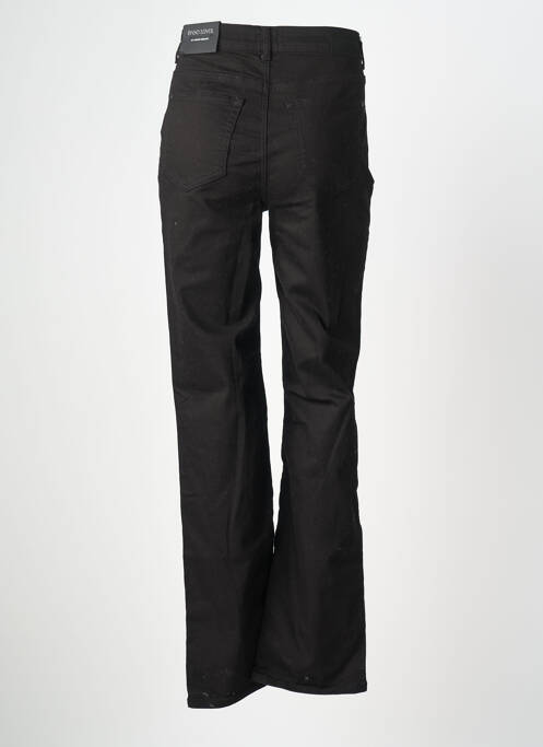 Pantalon droit fermeture zippée sous rabat boutonné taille normale noir BASE LEVEL femme