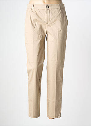 Pantalon chino fermeture zippée sous rabat boutonné taille normale beige STREET ONE femme