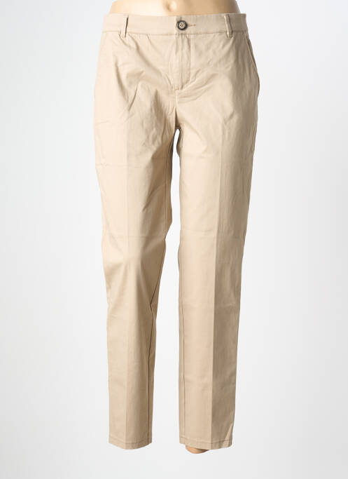 Pantalon chino fermeture zippée sous rabat boutonné taille normale beige STREET ONE femme