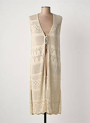 Gilet sans manche maille ajourée beige ÉTYMOLOGIE femme