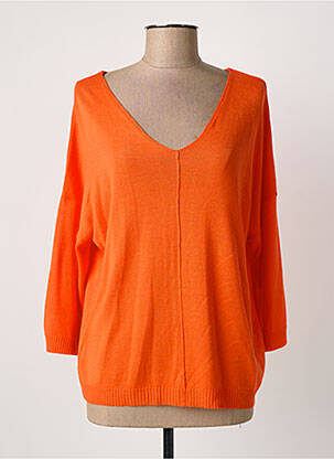 Pull col v manches longues orange ÉTYMOLOGIE femme