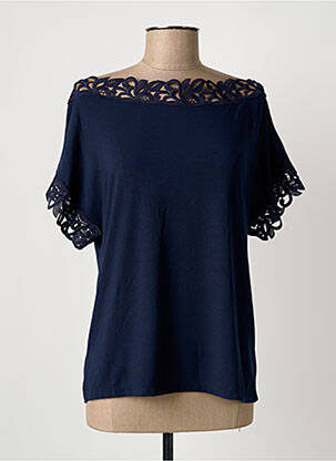 Top tissage jersey manches courtes bleu MADIVA femme