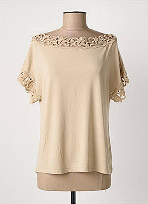 Top tissage jersey manches courtes beige MADIVA femme