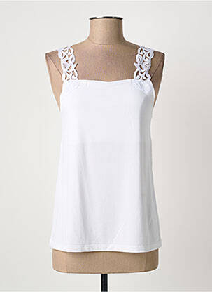 Top tissage jersey sans manche blanc MADIVA femme
