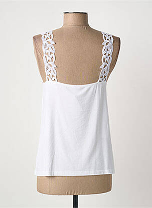 Top tissage jersey sans manche blanc MADIVA femme