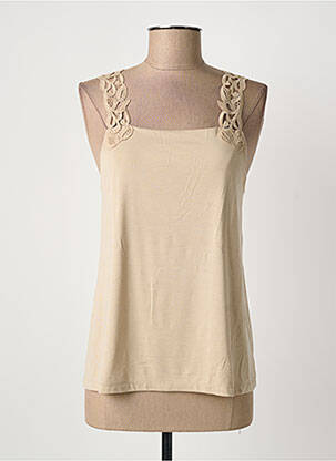 Top tissage jersey sans manche beige MADIVA femme