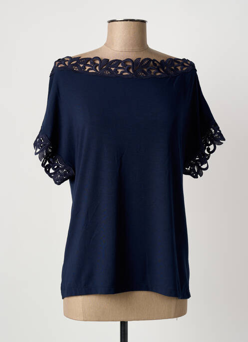 Top tissage jersey manches courtes bleu MADIVA femme