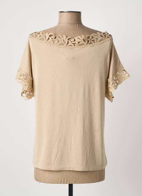 Top tissage jersey manches courtes beige MADIVA femme