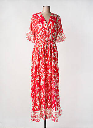 Robe longue manches longues manches longues rouge B.YOUNG femme