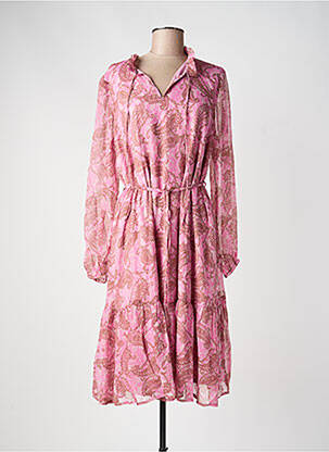 Robe mi-longue imprimé fantaisie manches longues rose JDY femme