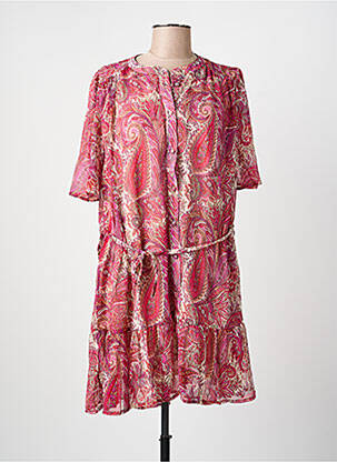 Robe mi-longue imprimé fantaisie manches longues rose JDY femme