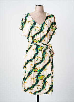 Robe mi-longue imprimé fantaisie manches courtes vert IVY BEAU femme