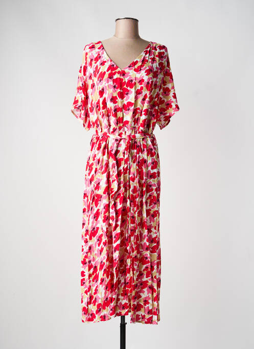 Robe longue imprimé fleurs manches courtes rouge JDY femme