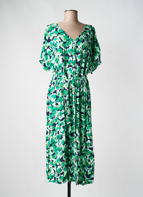 Robe longue imprimé fleurs manches courtes vert JDY femme