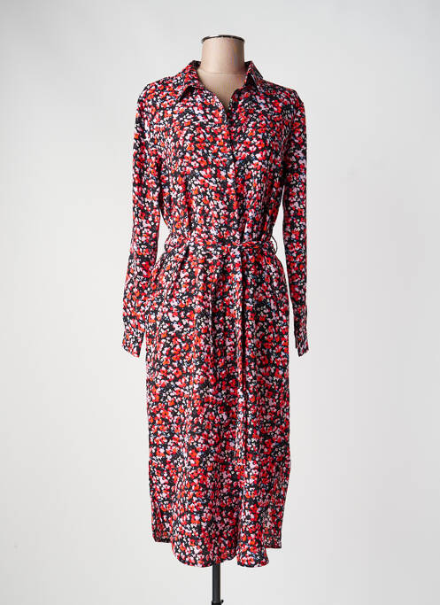 Robe mi-longue imprimé fleurs manches longues noir JDY femme