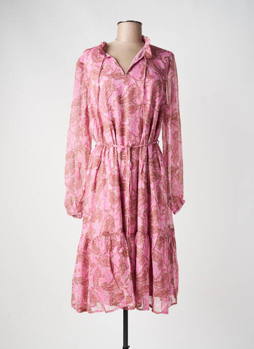 Robe mi-longue coupe fluide manches longues rose JDY femme