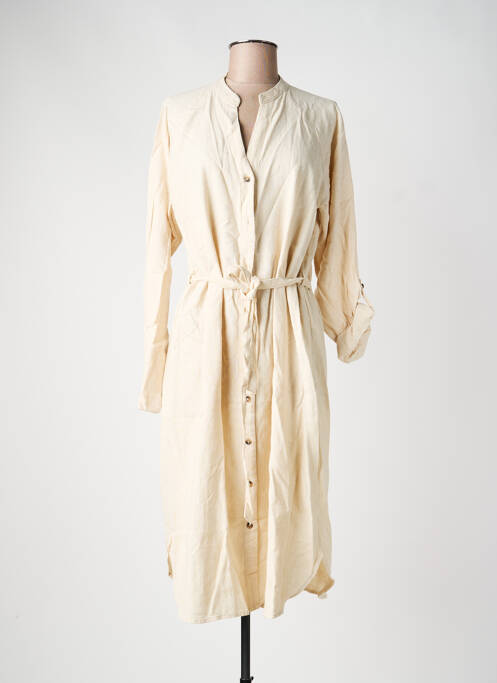 Robe mi-longue manches longues manches longues beige JDY femme