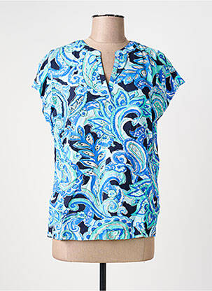Blouse tissage popeline manches courtes bleu STREET ONE femme