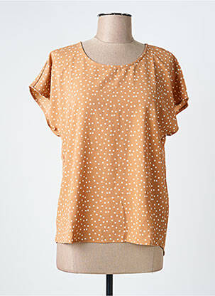 Blouse col rond manches courtes marron JACQUELINE DE YONG femme
