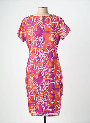 Robe mi-longue imprimé fantaisie manches courtes violet CHRISTINE LAURE femme