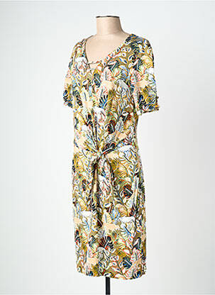 Robe mi-longue manches courtes manches courtes vert CONCEPT K femme