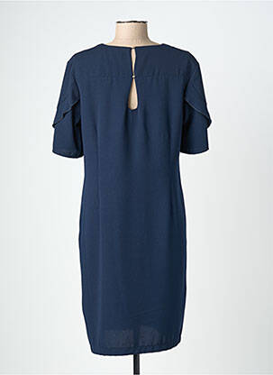 Robe mi-longue coupe fluide manches courtes bleu CHRISTINE LAURE femme