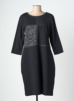 Robe mi-longue coupe fluide manches 3/4 noir CHRISTINE LAURE femme