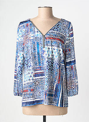 Top tissage jersey manches 3/4 bleu CHRISTINE LAURE femme