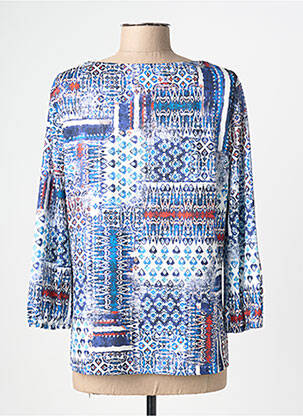 Top stretch manches 3/4 bleu CHRISTINE LAURE femme