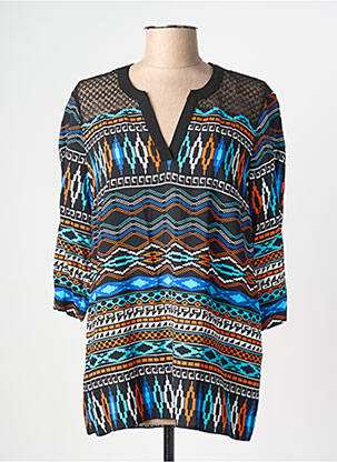 Blouse imprimé fantaisie manches 3/4 noir CHRISTINE LAURE femme