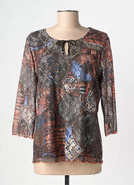 Top imprimé fantaisie manches 3/4 marron CHRISTINE LAURE femme