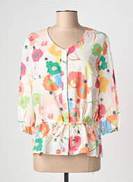 Blouse imprimé fleurs manches 3/4 blanc GUY DUBOUIS femme