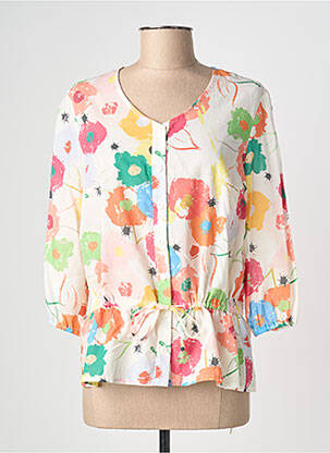 Blouse imprimé fleurs manches 3/4 blanc GUY DUBOUIS femme