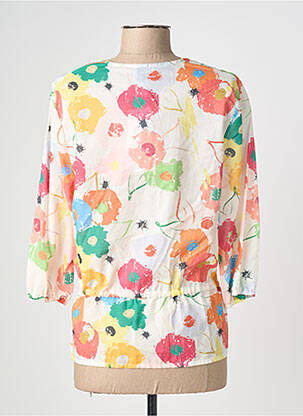 Blouse imprimé fleurs manches 3/4 blanc GUY DUBOUIS femme