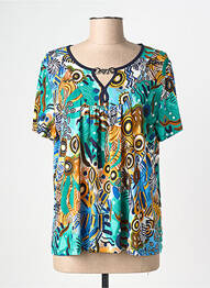 T-shirt stretch manches courtes bleu CHRISTINE LAURE femme