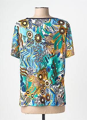 T-shirt stretch manches courtes bleu CHRISTINE LAURE femme