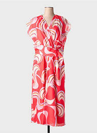 Robe longue imprimé fantaisie manches courtes rouge CHRISTINE LAURE femme