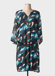 Robe mi-longue coupe fluide manches 3/4 noir CHRISTINE LAURE femme