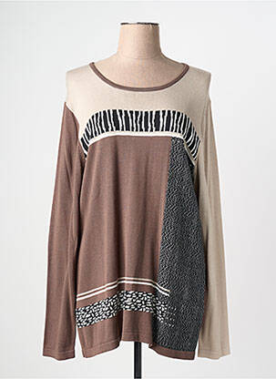 Pull coupe cintrée manches longues marron CHRISTINE LAURE femme