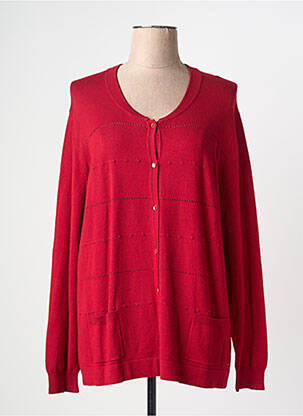 Gilet manches longues coupe cintrée rouge CHRISTINE LAURE femme