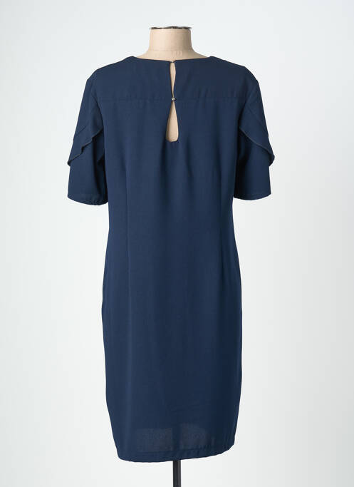 Robe mi-longue coupe fluide manches courtes bleu CHRISTINE LAURE femme