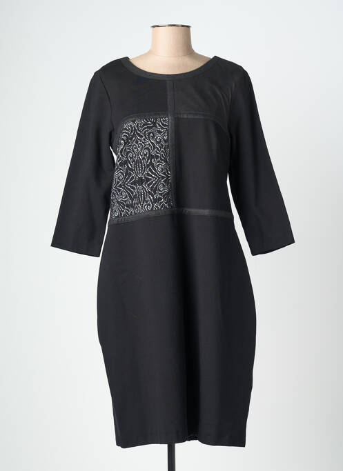 Robe mi-longue coupe fluide manches 3/4 noir CHRISTINE LAURE femme