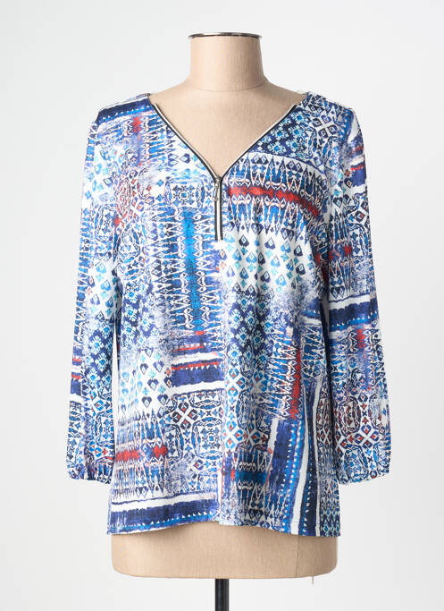 Top tissage jersey manches 3/4 bleu CHRISTINE LAURE femme