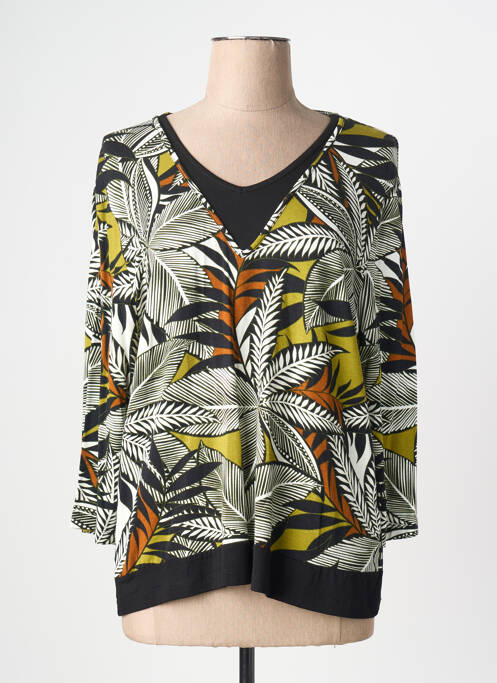 T-shirt col v manches 3/4 noir CHRISTINE LAURE femme