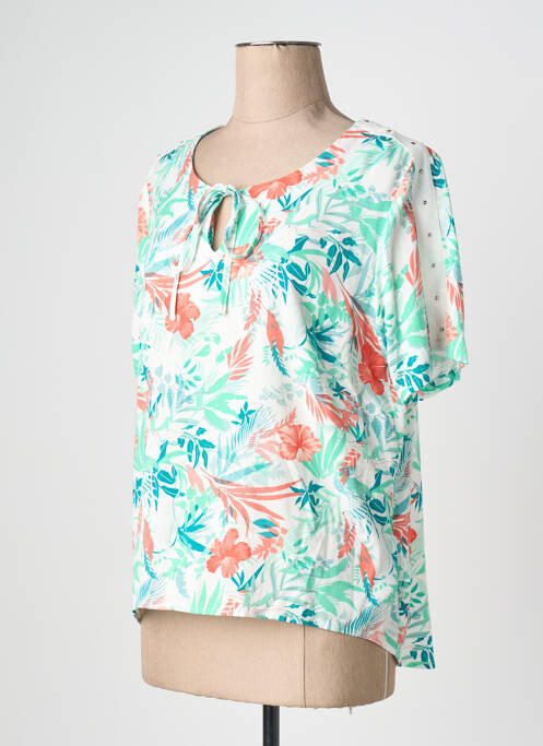 Blouse imprimé fleurs manches courtes vert CONCEPT K femme