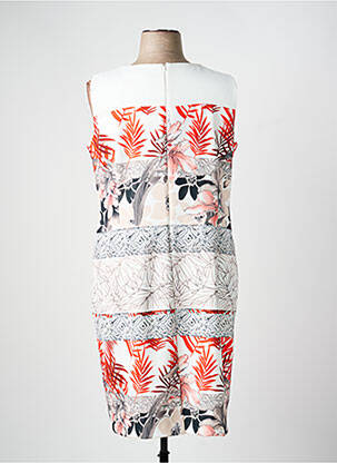 Robe mi-longue imprimé fleurs sans manche beige CHRISTINE LAURE femme