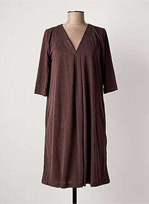 Robe mi-longue manches courtes manches courtes marron CREAM femme